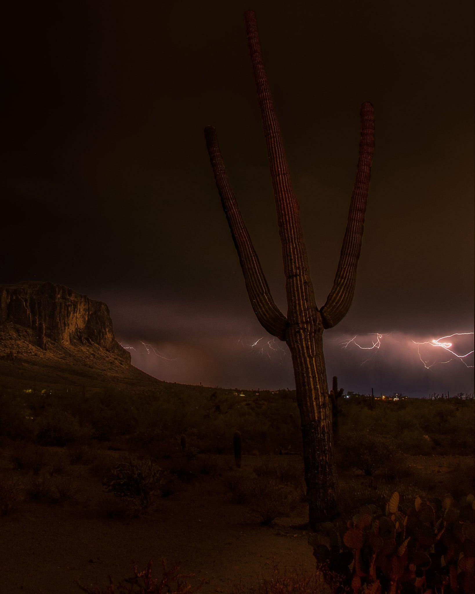 Distant Storm, Sonoran Desert, Arizona. Fine art landscape photograph by Josh Cihak.