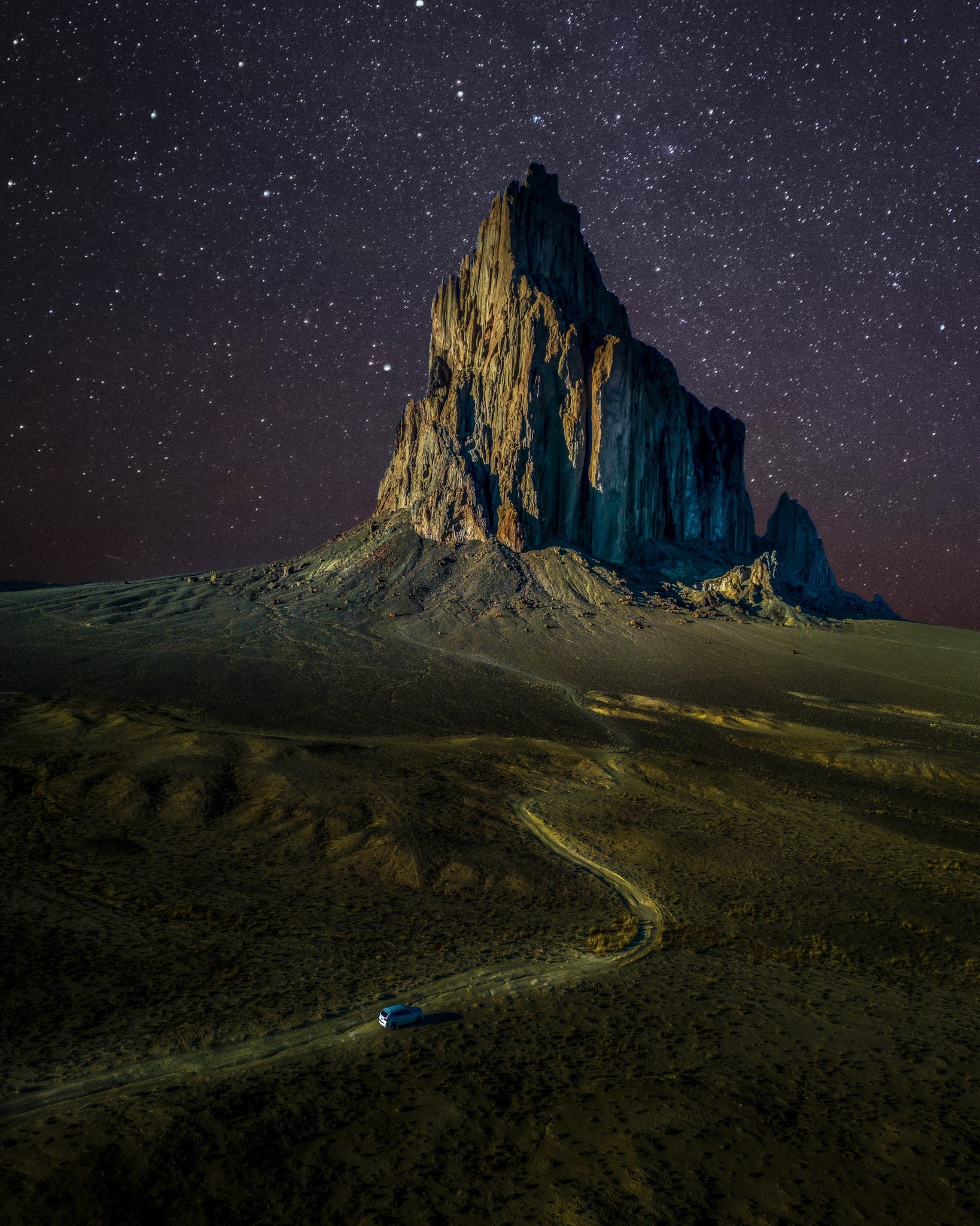 Shiprock, After Dark, Shiprock, New Mexico. Fine art landscape photograph by Josh Cihak.