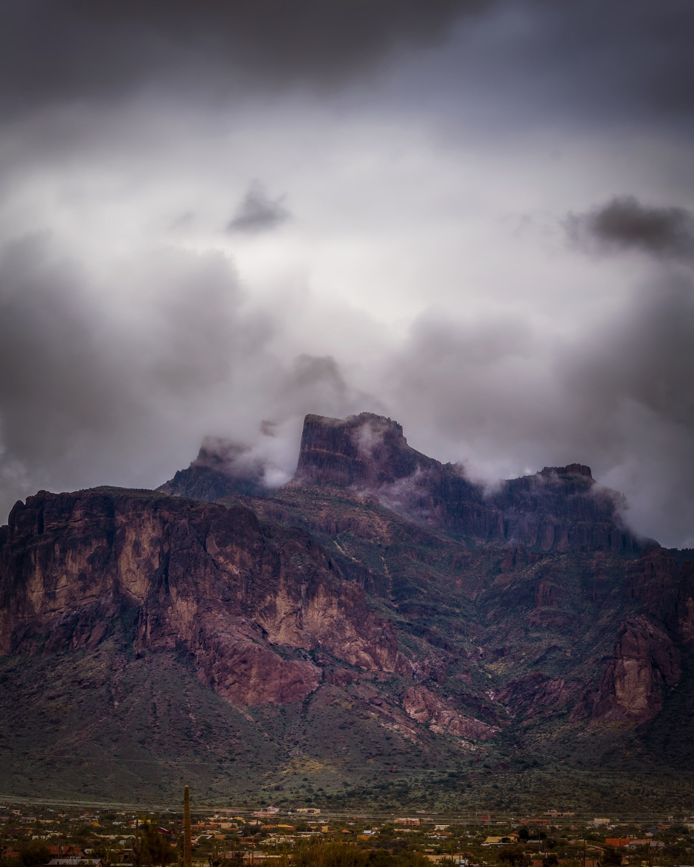 Superstition Fog, Superstition Mountains, Arizona. Fine art landscape photograph by Josh Cihak.