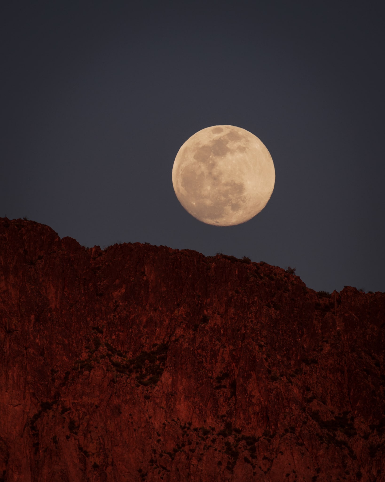 Desert Moonrise, Superstition Mountains, Arizona. Fine art landscape photograph by Josh Cihak.
