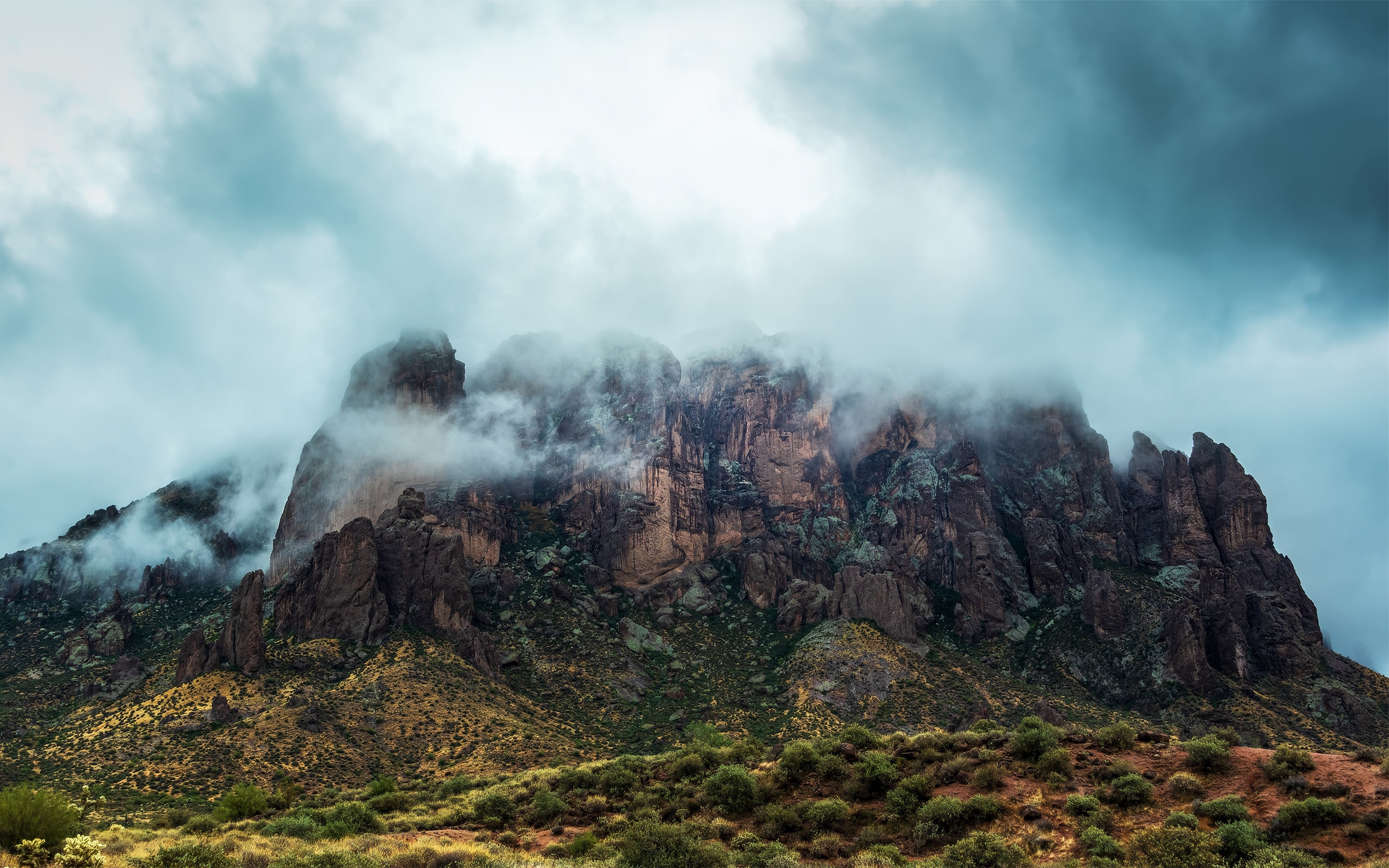 Snow on the Superstitions, Superstition Mountains, Arizona. Fine art landscape photograph by Josh Cihak.