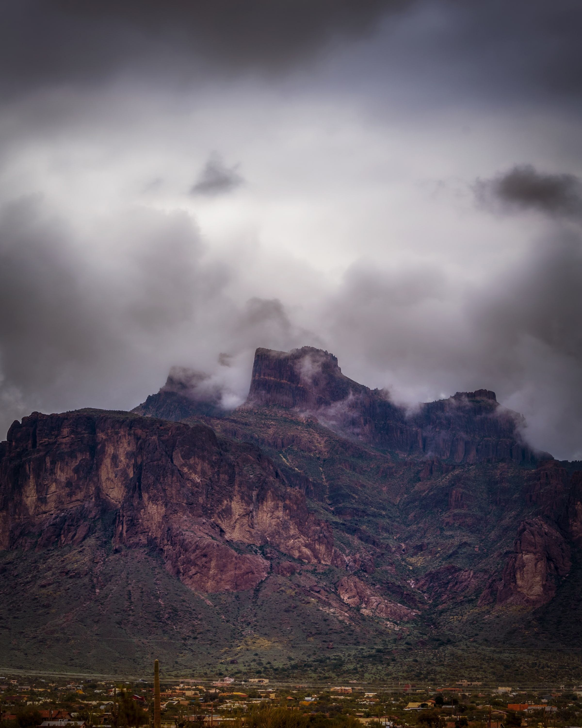 Superstition Fog, Superstition Mountains, Arizona. Fine art landscape photograph by Josh Cihak.